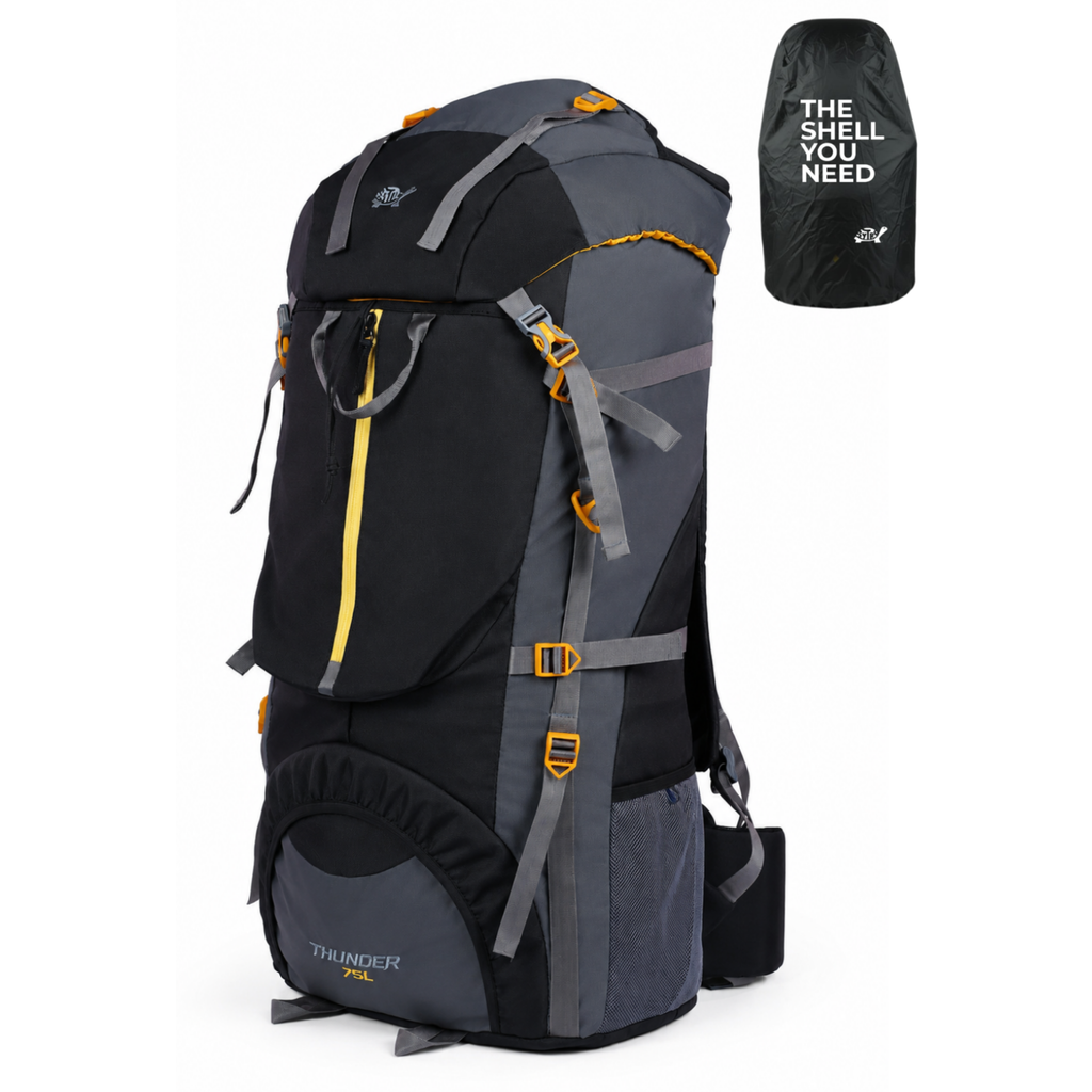 Thunder 75L Rucksack for Trekking & Travel | Hiking Backpack with Rain Cover ( gray/black)