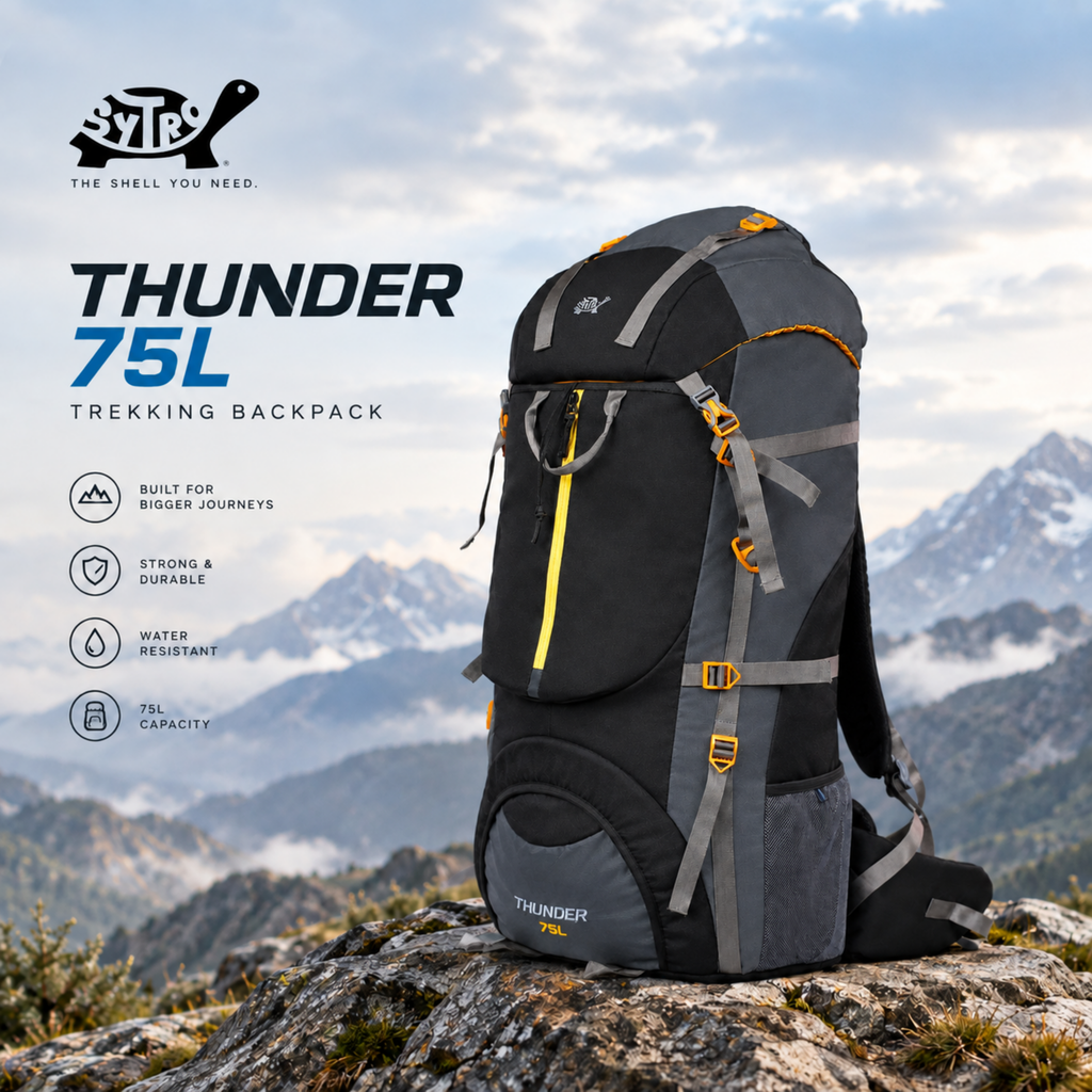 Thunder 75L Rucksack for Trekking & Travel | Hiking Backpack with Rain Cover ( gray/black)