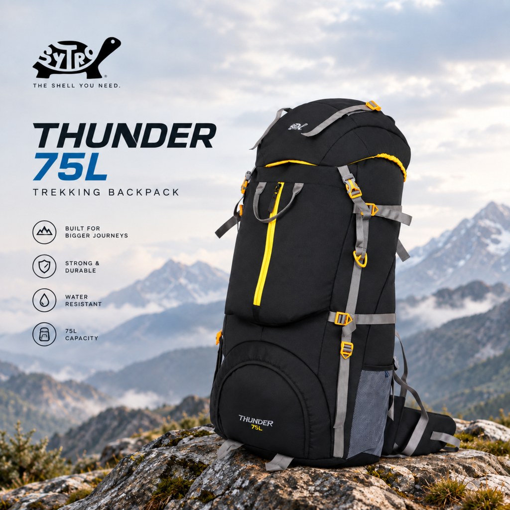 Thunder 75L Rucksack for Trekking & Travel | Hiking Backpack with Rain Cover (black)