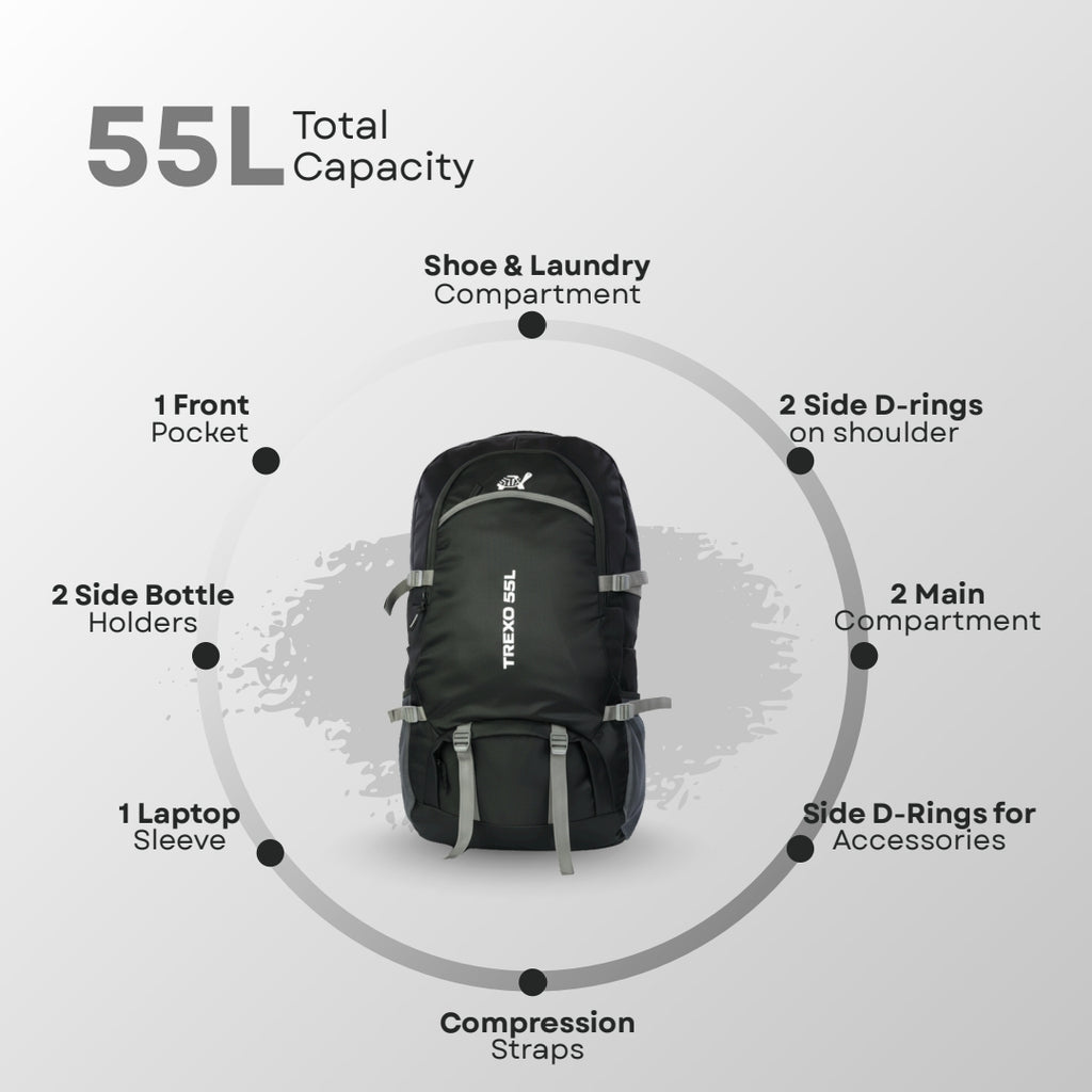 Sytro Shell Trexo 55 Litres Trekking Backpack