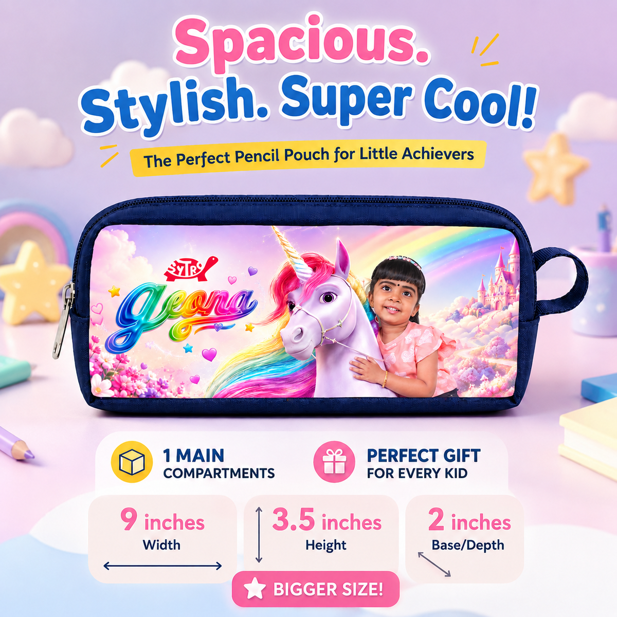 Unicorn Rider School Combo — 31L Bag + Lunch Bag + Pencil Pouch