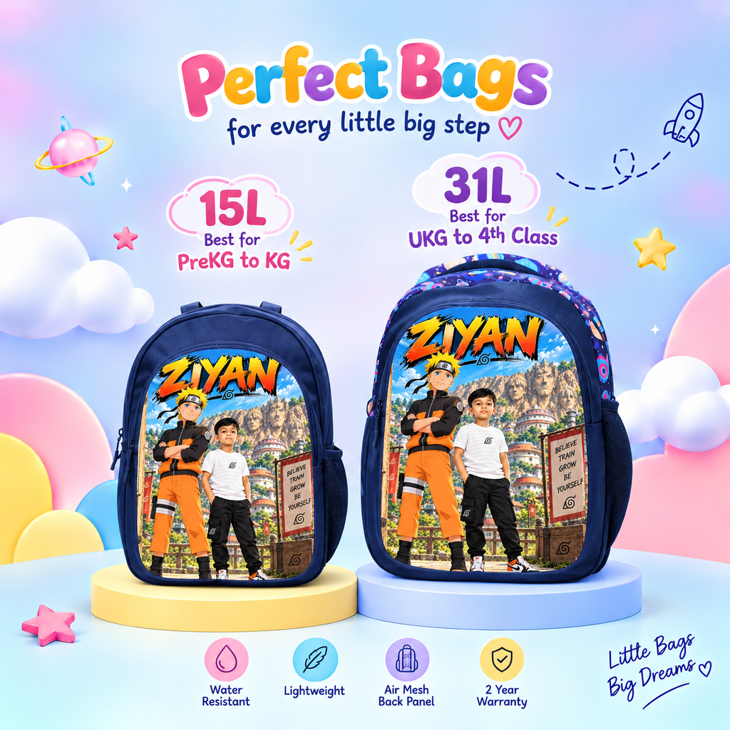 Naruto School Combo — 15L Bag + Lunch Bag + Pencil Pouch