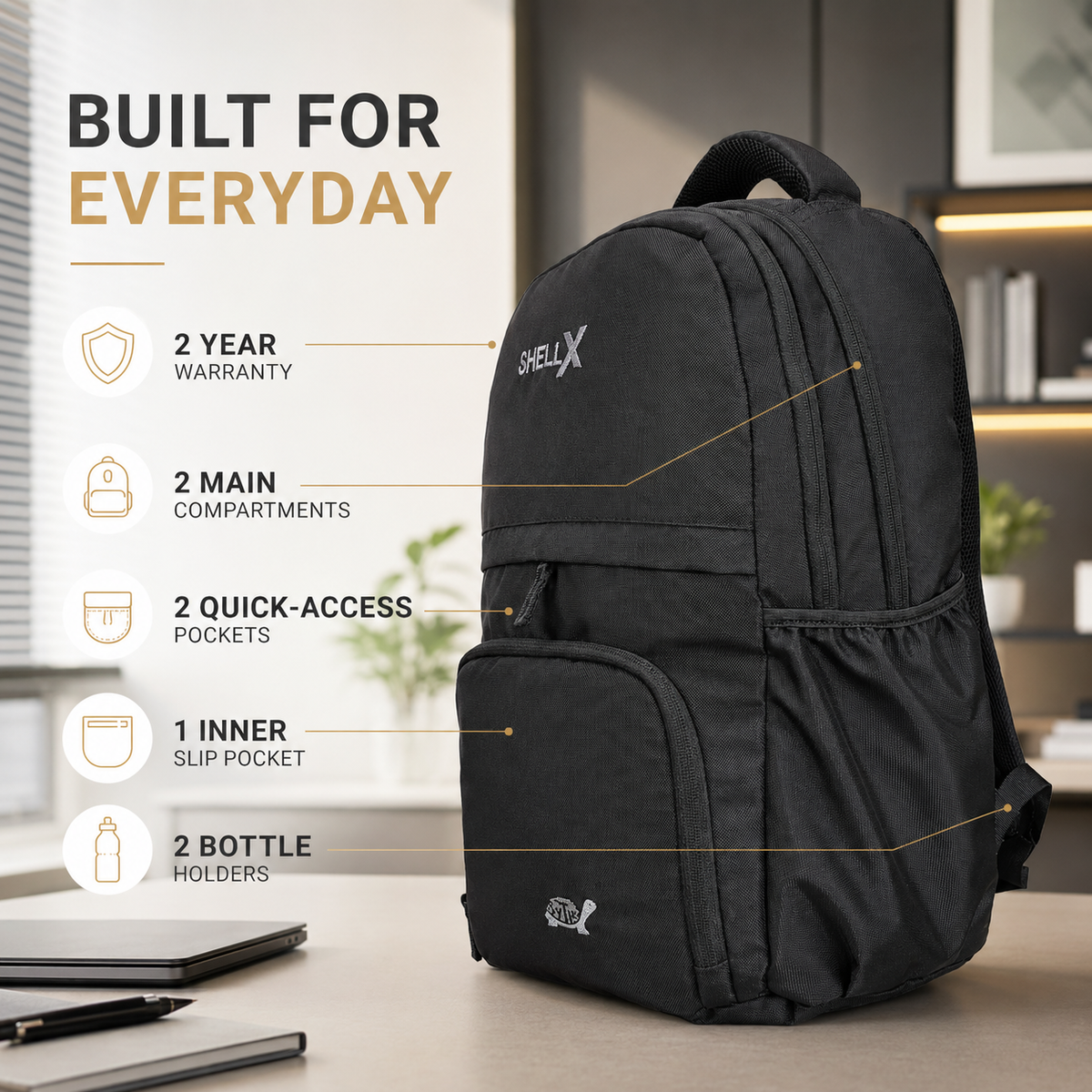 ShellX V.27 15.6 inch Laptop Backpack, 34L